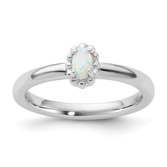 Sterling Silver Stackable Expressions Created Opal Ring