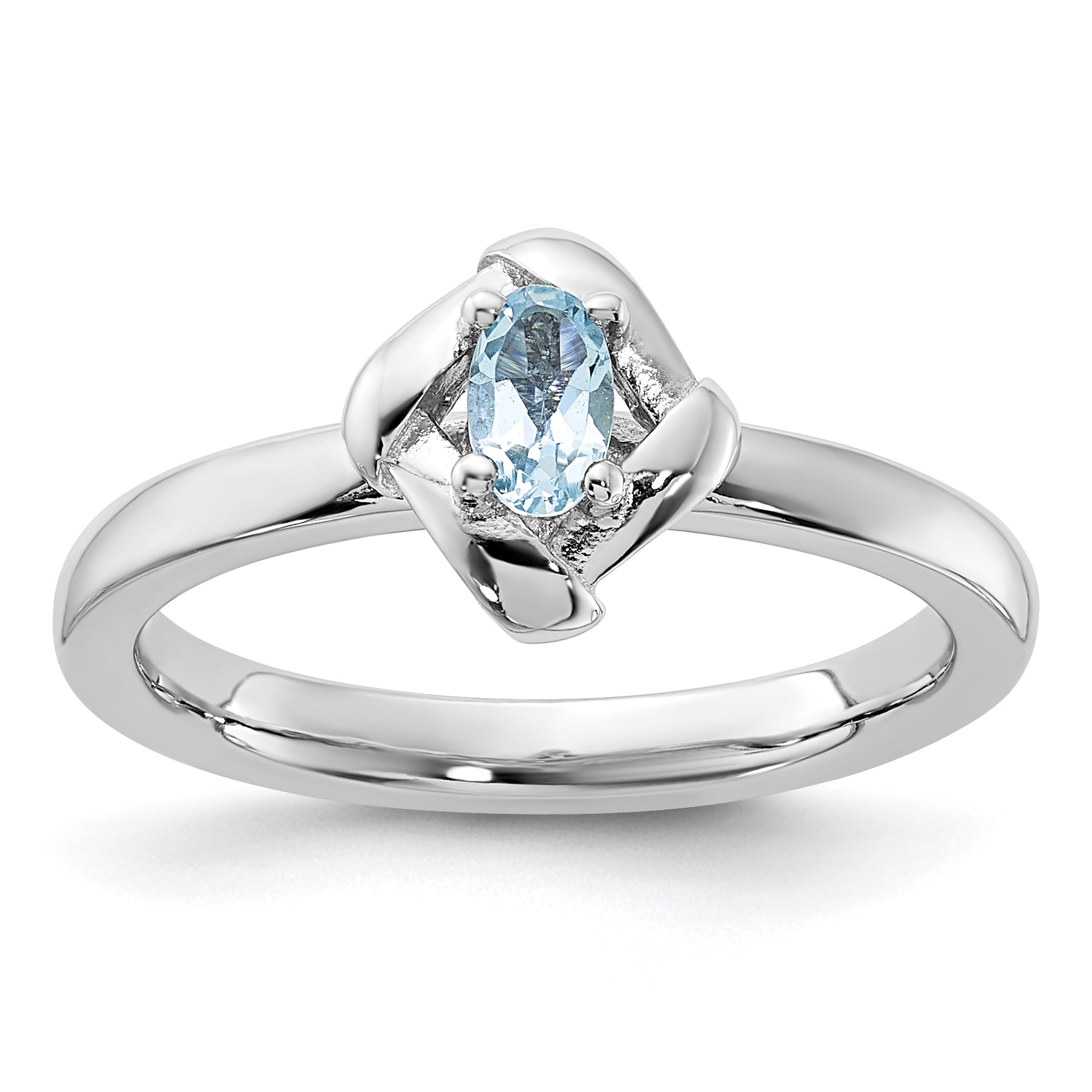 Sterling Silver Stackable Expressions Aquamarine Ring