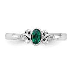 Sterling Silver Stackable Expressions Created Emerald Ring