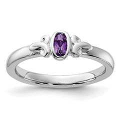 Sterling Silver Stackable Expressions Amethyst Ring