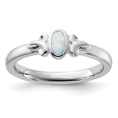 Sterling Silver Stackable Expressions Created Opal Ring