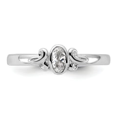 Sterling Silver Stackable Expressions Created White Sapphire Ring