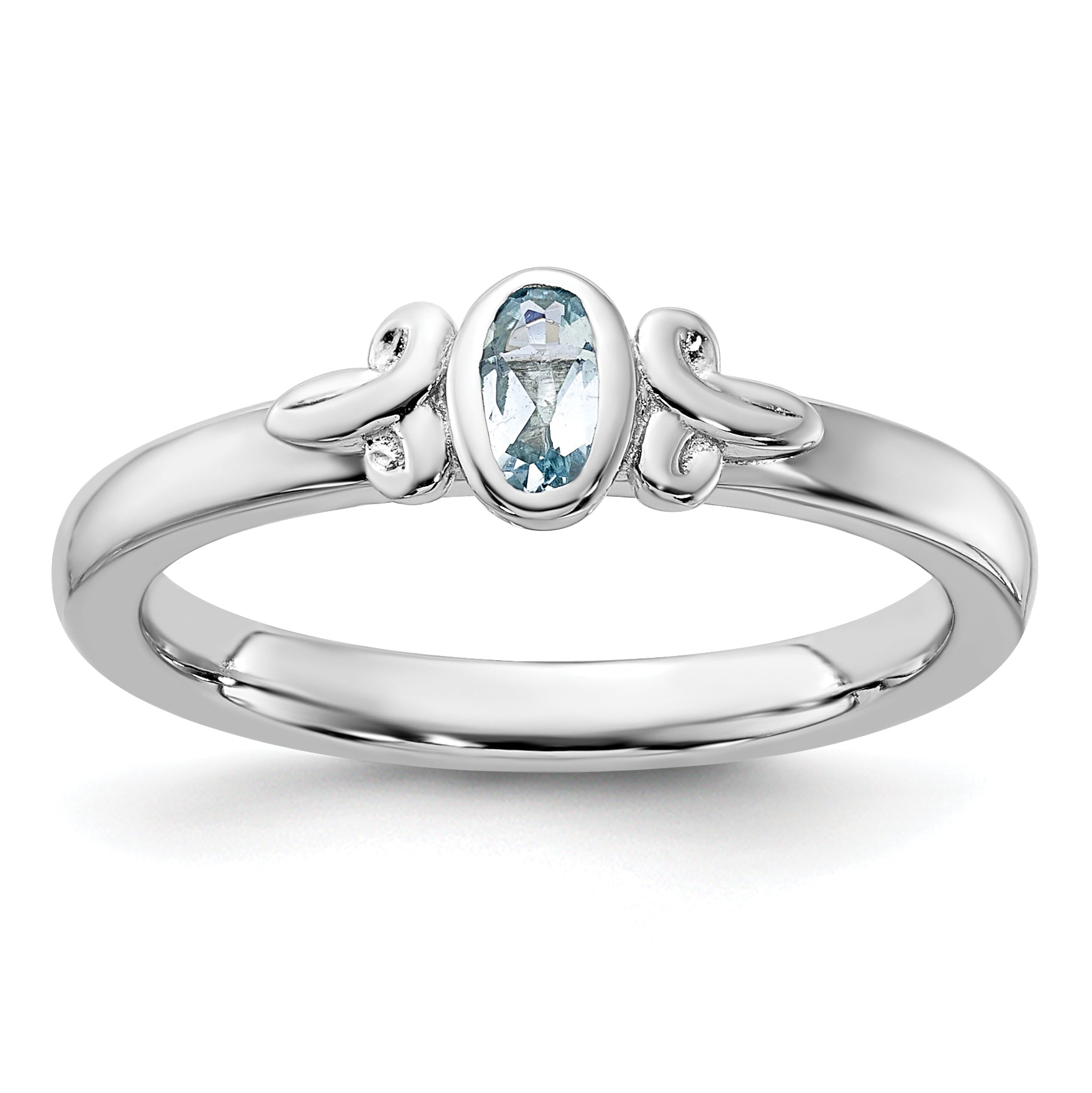 Sterling Silver Stackable Expressions Aquamarine Ring