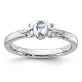 Sterling Silver Stackable Expressions Aquamarine Ring