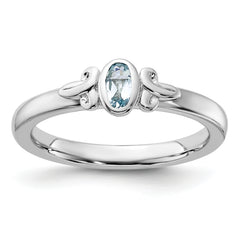 Sterling Silver Stackable Expressions Aquamarine Ring