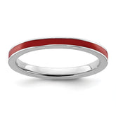 Sterling Silver Stackable Expressions Red Enameled 2.25mm Ring