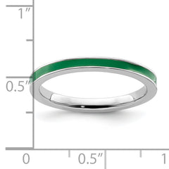 Sterling Silver Stackable Expressions Green Enameled 2.25mm Ring