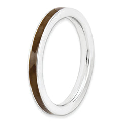 Sterling Silver Stackable Expressions Brown Enameled 2.25mm Ring