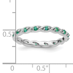Sterling Silver Stackable Expressions Created Emerald Ring