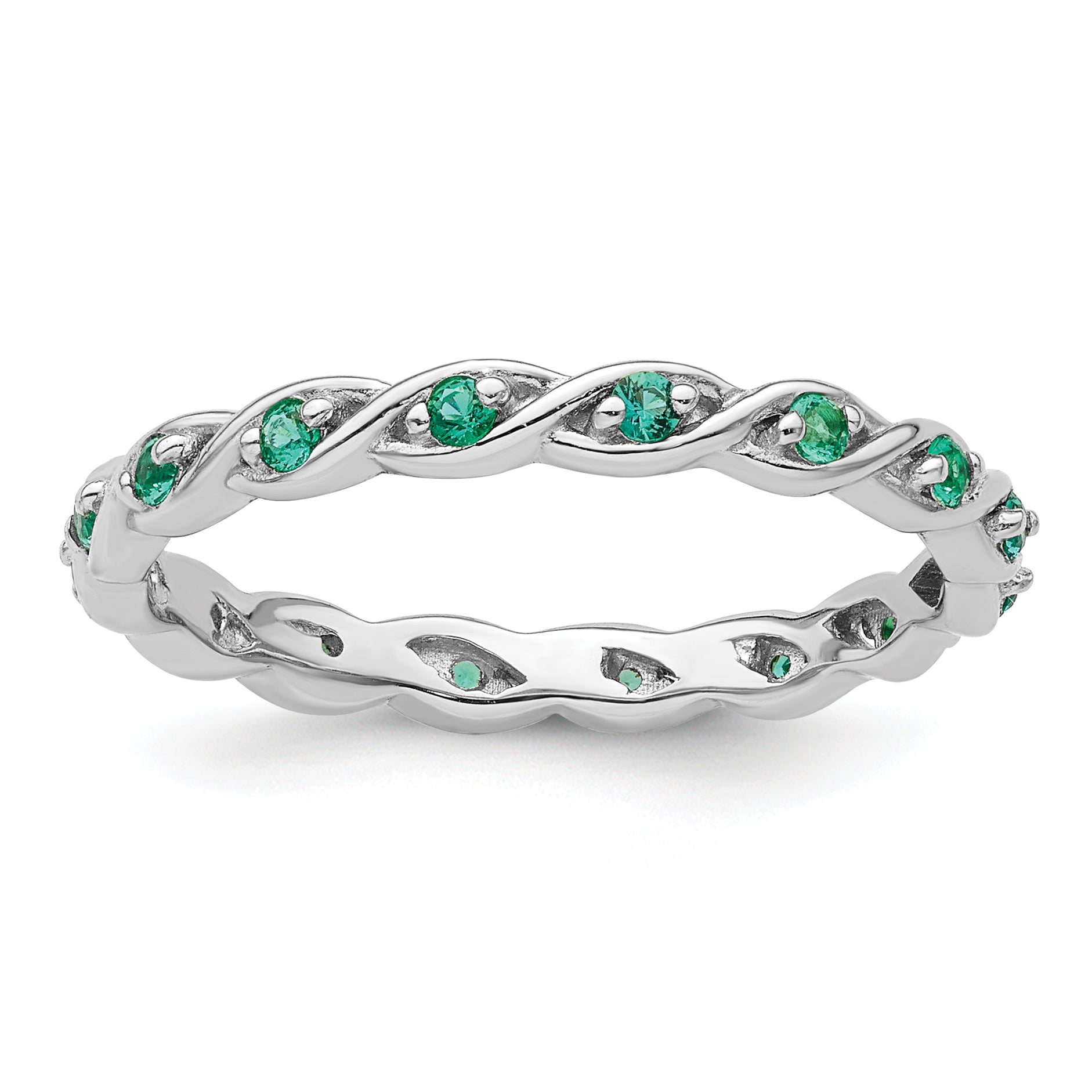 Sterling Silver Stackable Expressions Created Emerald Ring