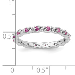Sterling Silver Stackable Expressions Created Pink Sapphire Ring