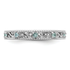 Sterling Silver Stackable Expressions Aquamarine Ring