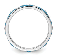 Sterling Silver Stackable Expressions Blue Enamel Ring