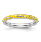 Sterling Silver Stackable Expressions Yellow Enamel Ring