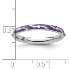 Sterling Silver Stackable Expressions Purple Enamel Ring
