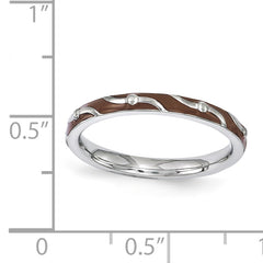 Sterling Silver Stackable Expressions Brown Enamel Ring