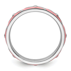 Sterling Silver Stackable Expressions Pink Enamel Ring