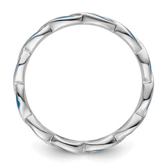 Sterling Silver Stackable Expressions Blue Enamel Ring