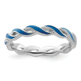 Sterling Silver Stackable Expressions Blue Enamel Ring