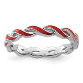 Sterling Silver Stackable Expressions Red Enamel Ring