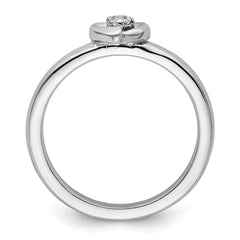 Sterling Silver Stackable Expressions White Topaz Heart Ring
