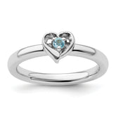 Sterling Silver Stackable Expressions Blue Topaz Heart Ring