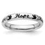 Sterling Silver Stackable Expressions Black Enamel Hope Ring