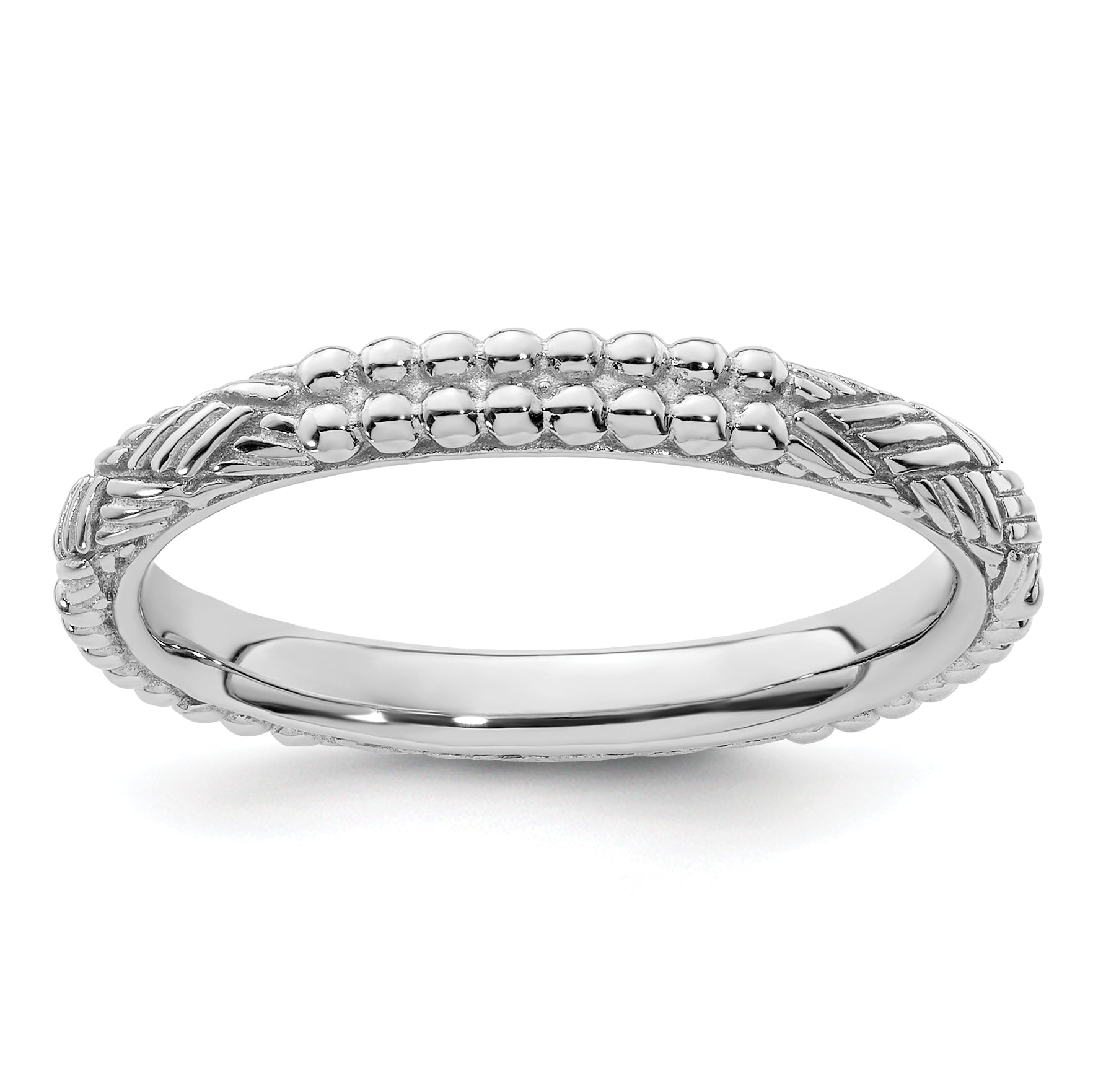 Sterling Silver Stackable Expressions Rhodium-plated Patterned Ring