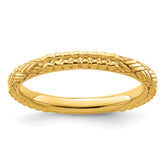 Sterling Silver Stackable Expressions Gold-plated Patterned Ring