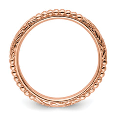 Sterling Silver Stackable Expressions Rose Gold-plated Patterned Ring