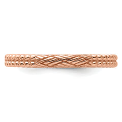 Sterling Silver Stackable Expressions Rose Gold-plated Patterned Ring