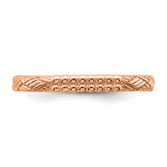 Sterling Silver Stackable Expressions Rose Gold-plated Patterned Ring