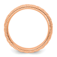 Sterling Silver Stackable Expressions Rose Gold-plated Patterned Ring