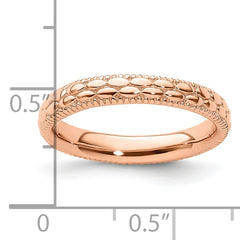 Sterling Silver Stackable Expressions Rose Gold-plated Patterned Ring