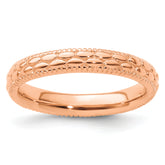 Sterling Silver Stackable Expressions Rose Gold-plated Patterned Ring