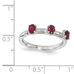 Sterling Silver Stackable Expressions Created Ruby Three Stone Ring