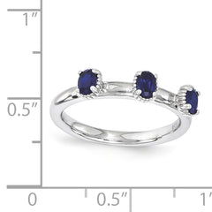 Sterling Silver Stackable Expressions Created Sapphire Three Stone Ring