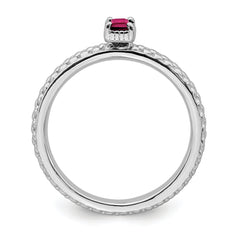 Sterling Silver Stackable Expressions Created Ruby Single Stone Ring