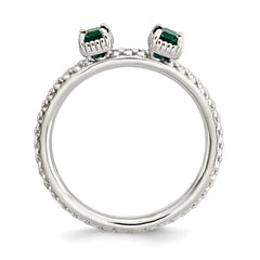 Sterling Silver Stackable Expressions Created Emerald Two Stone Ring