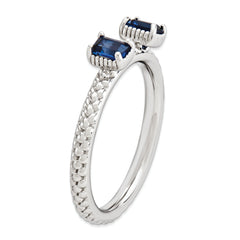 Sterling Silver Stackable Expressions Created Sapphire Two Stone Ring