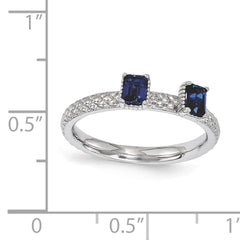 Sterling Silver Stackable Expressions Created Sapphire Two Stone Ring