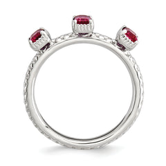 Sterling Silver Stackable Expressions Created Ruby Three Stone Ring
