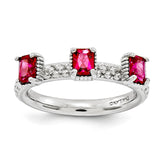 Sterling Silver Stackable Expressions Created Ruby Three Stone Ring