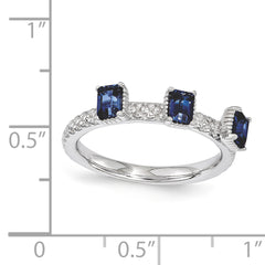 Sterling Silver Stackable Expressions Created Sapphire Three Stone Ring