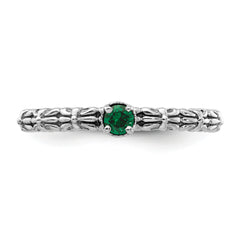 Sterling Silver Stackable Expressions Created Emerald Single Stone Ring