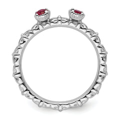 Sterling Silver Stackable Expressions Created Ruby Two Stone Ring