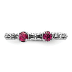Sterling Silver Stackable Expressions Created Ruby Two Stone Ring