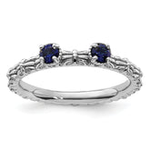 Sterling Silver Stackable Expressions Created Sapphire Two Stone Ring