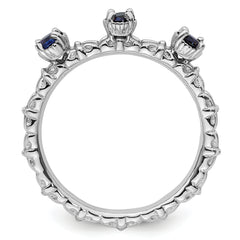 Sterling Silver Stackable Expressions Created Sapphire Three Stone Ring
