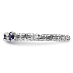 Sterling Silver Stackable Expressions Created Sapphire Three Stone Ring